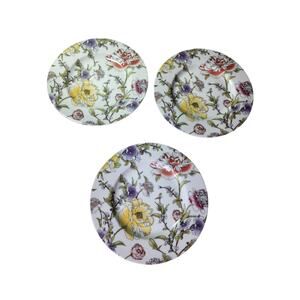 Charter Club Blossom Yellow Purple Floral Vine 8.5" Salad Plates - Set of 3